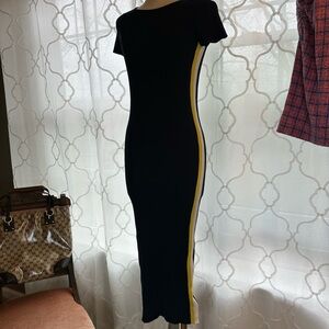 Zara Navy and Yellow knit dress